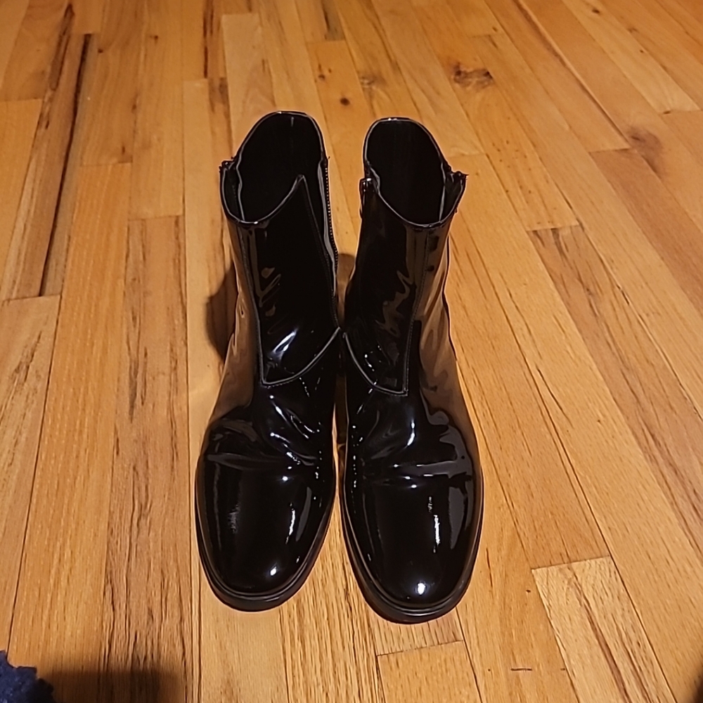Alessandro Dellacqua Black Patent Leather Zip Boots Size 11